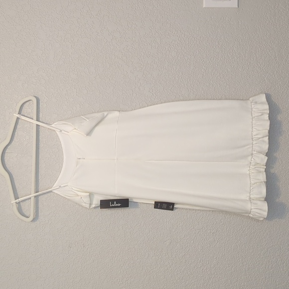 Lulu's Spoonful of Sass white fitted sleeveless ruffle trim bodycon mini dress - Picture 13 of 15